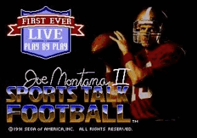 Joe Montana Sports Talk Football Title Screen